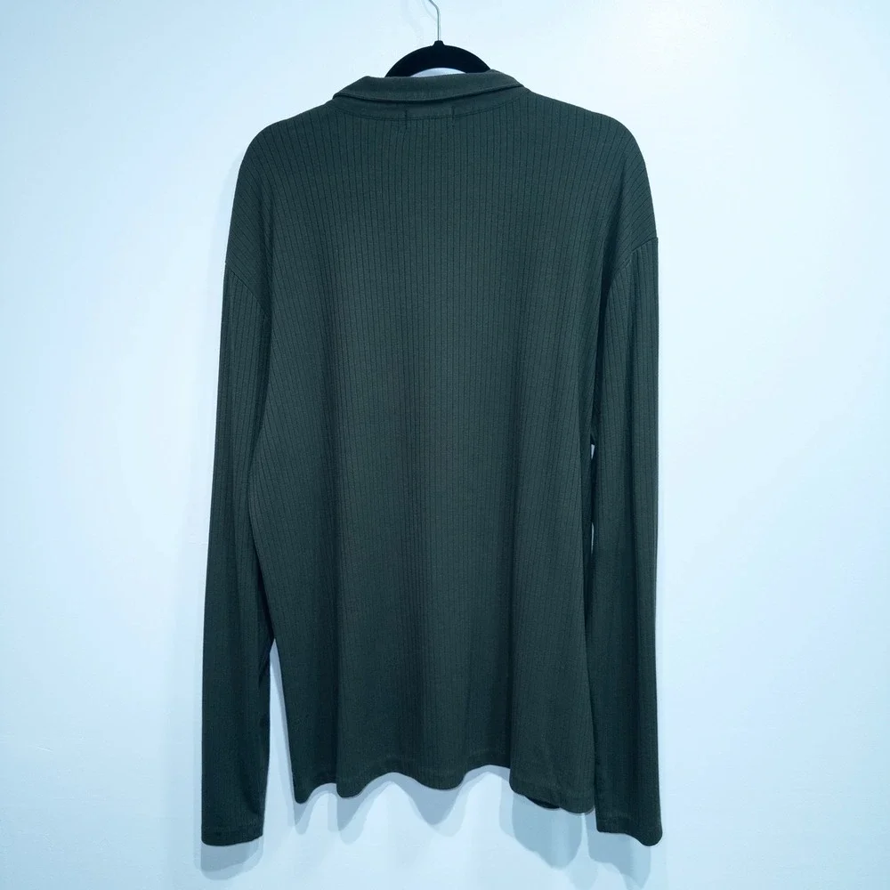 Banana Republic Olive Green Stretch Ribbed Collared‎ Shirt Size XL